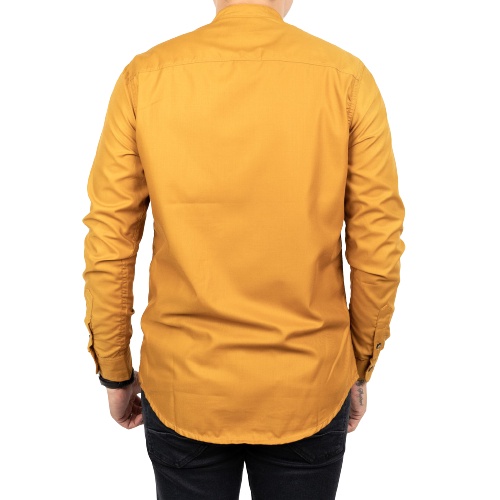 Lesta Langgeng Kemeja Formal Pria Standard Bahan Kain Katun Warna Mustard Polos Lengan Panjang