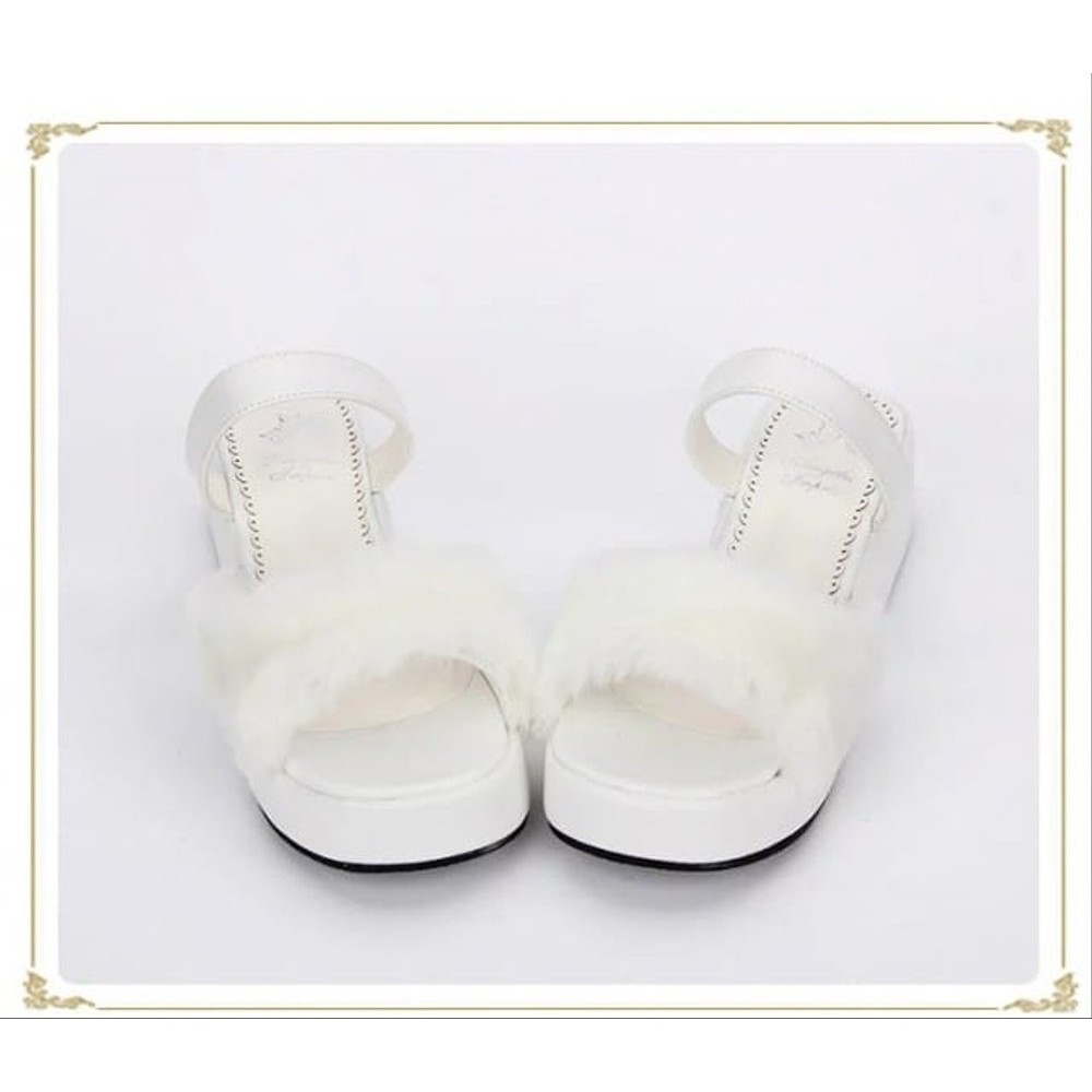 Thebellio-Wedges Selop Bulu Lucinta Luna Termurah 1224 Putih