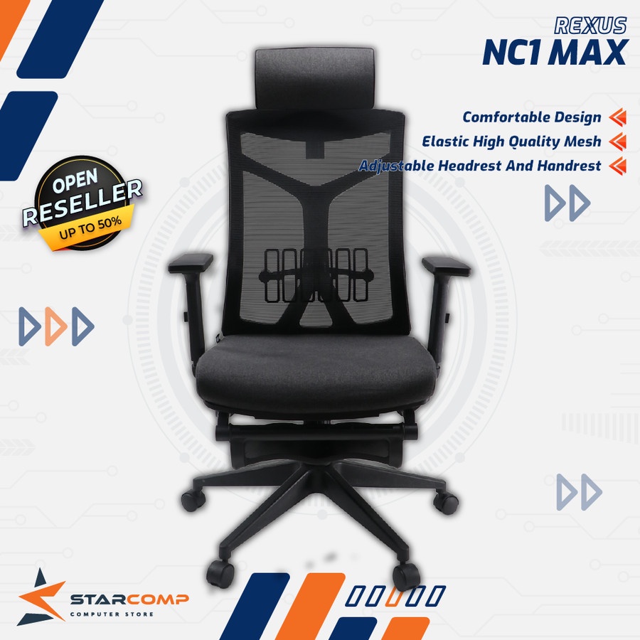 Rexus NC1 NC-1 Max Ergonomic Footrest Chair Kursi Kantor Ergonomis ORI