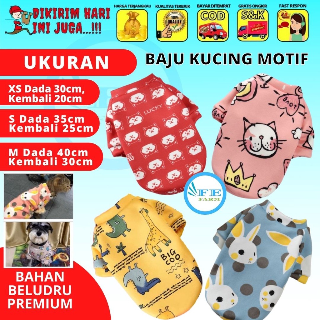 Baju Kucing Dan Baju Anjing Premium Berkualitas Cartoon Pet Clothes Dog Plus Fleece Sweater Cat Pullover Autumn FEFARM