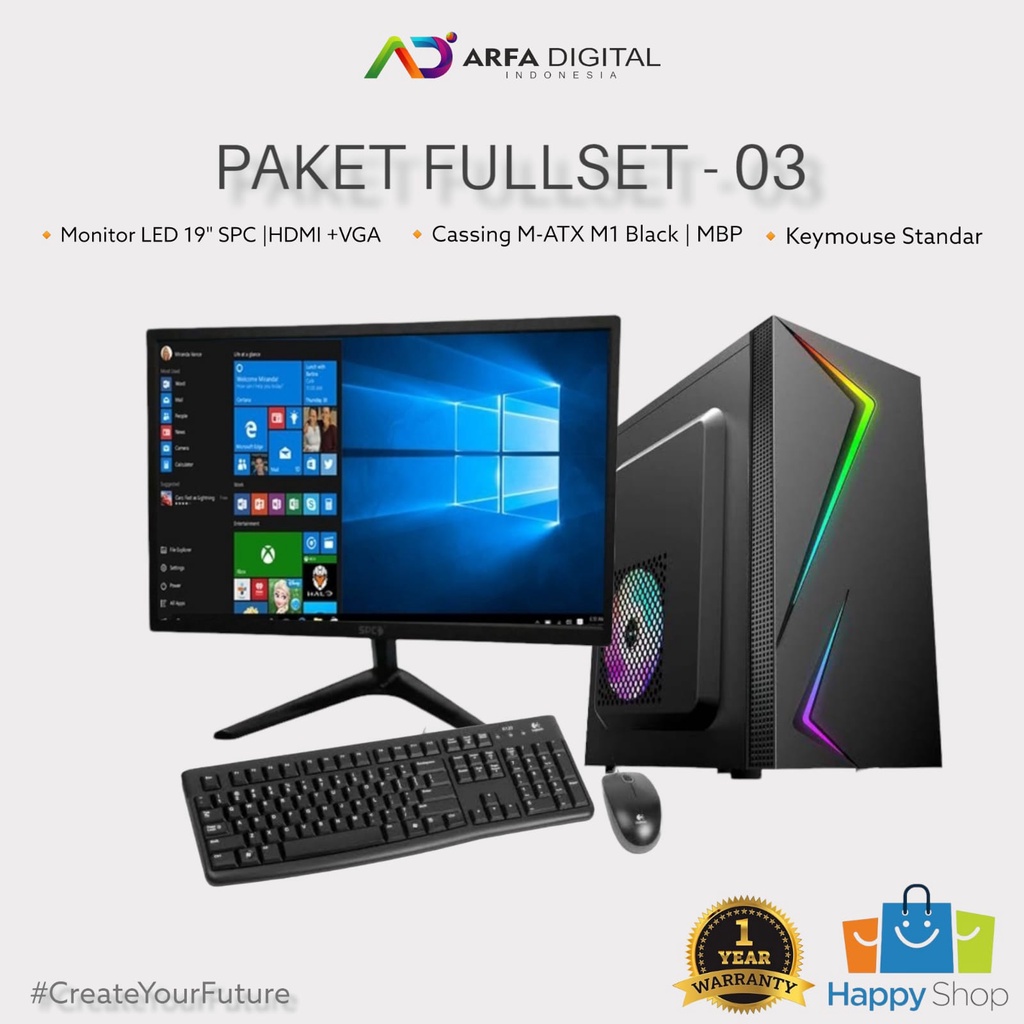 Komputer Full Set Murah Intel Core I5 Ram 8GB SSD 120GB HDD 500GB LED 19