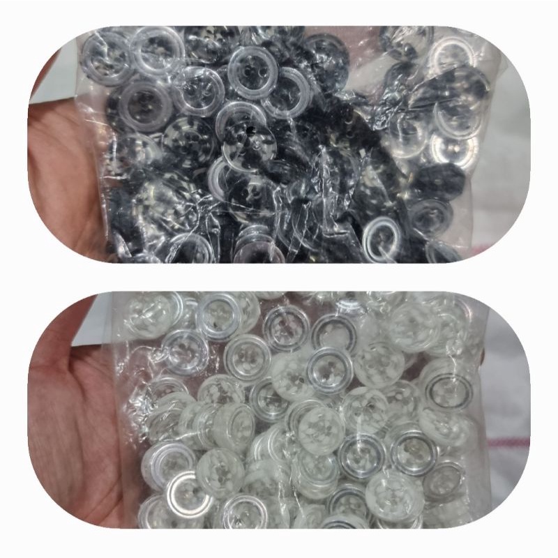 Kancing Corak/Bintik Lingkar Perak 15mm/1,5cm/24L @144 pcs