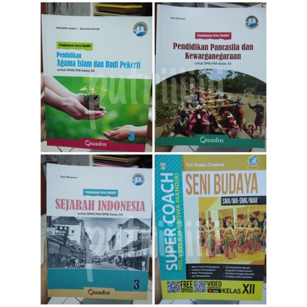 [Preloved] Buku Quadra kelas 12 : Sejarah, Seni Budaya, Agama Islam, PKN