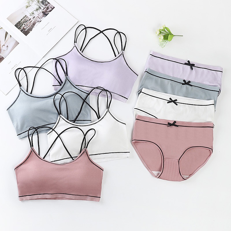 Bra Set Bralette Wanita Sexy Bahan Katun Import Bra Musim Semi - Bra Set Musim Panas