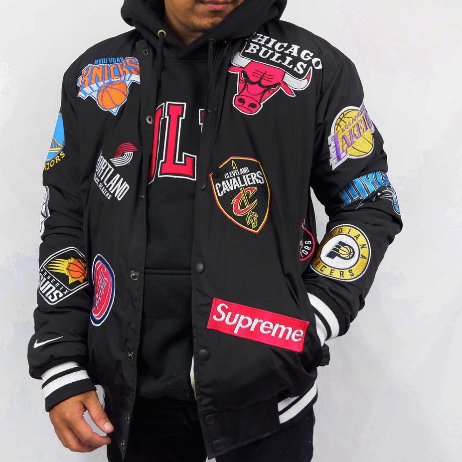 Merdeka  VARSITY NBA LOGO SUPREME FULL BORDIR HITAM  PREMIUM 