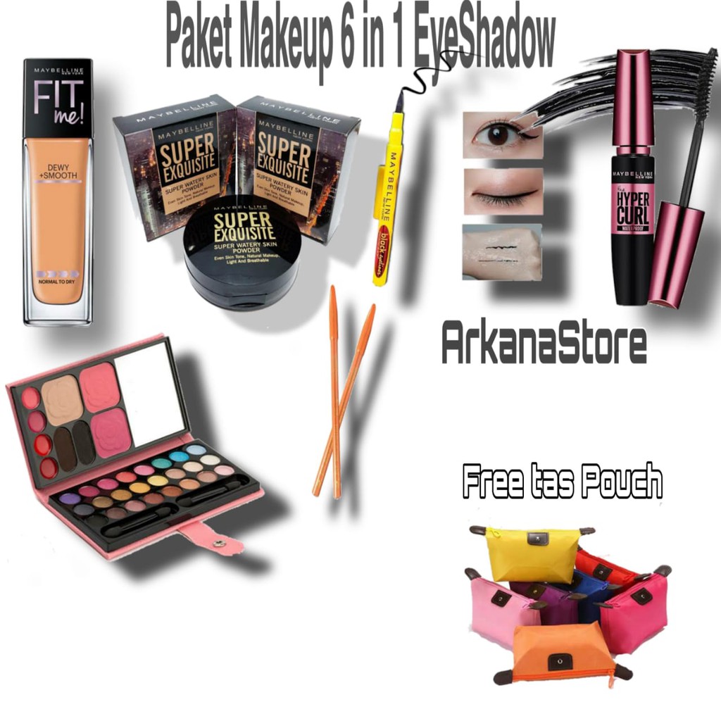 Paket Makeup Lengkap 6 in 1Maybeliin Eyeshadow Uk Sedang