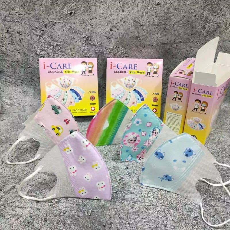 isi 50 pcs MASKER DUKBIL DUCKBIL ANAK Karakter 3 ply