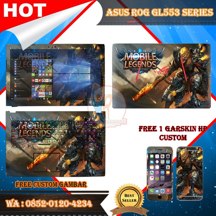 Original Garskin Laptop Full Body Asus ROG GL553 Series Motif Game - Free Custom Gambar
