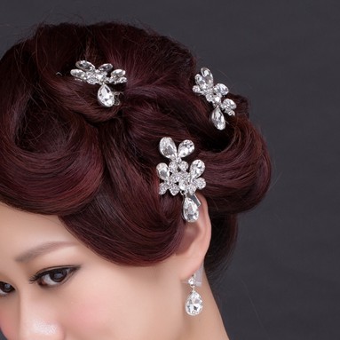 [BISA COD] AKSESORIS JEPIT RAMBUT ANTING SET HEADPIECE PENGANTIN SILVER HJA004