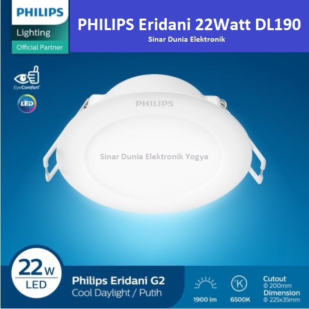 Philips Eridani Lampu LED Downlight 22W 22 Watt DL190B Putih 22Watt