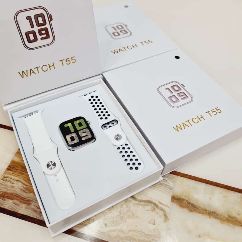 ✅GARANSI UANG KEMBALI✅Jam tangan SMARTWATCH T55 double strap bisa telfon dan ganti walpaper-T55 PUTIH HITAM