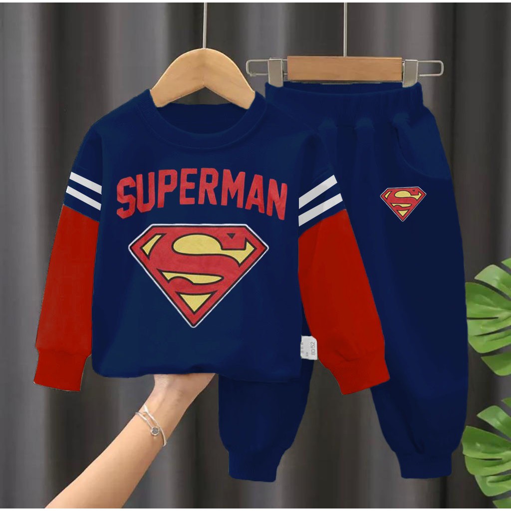 SETELAN SWEATER SUPERMAN 1-5 TAHUN SETELAN ANAK LAKI LAKI BAJU ANAK LAKI LAKI BAJU ANAK TERBARU