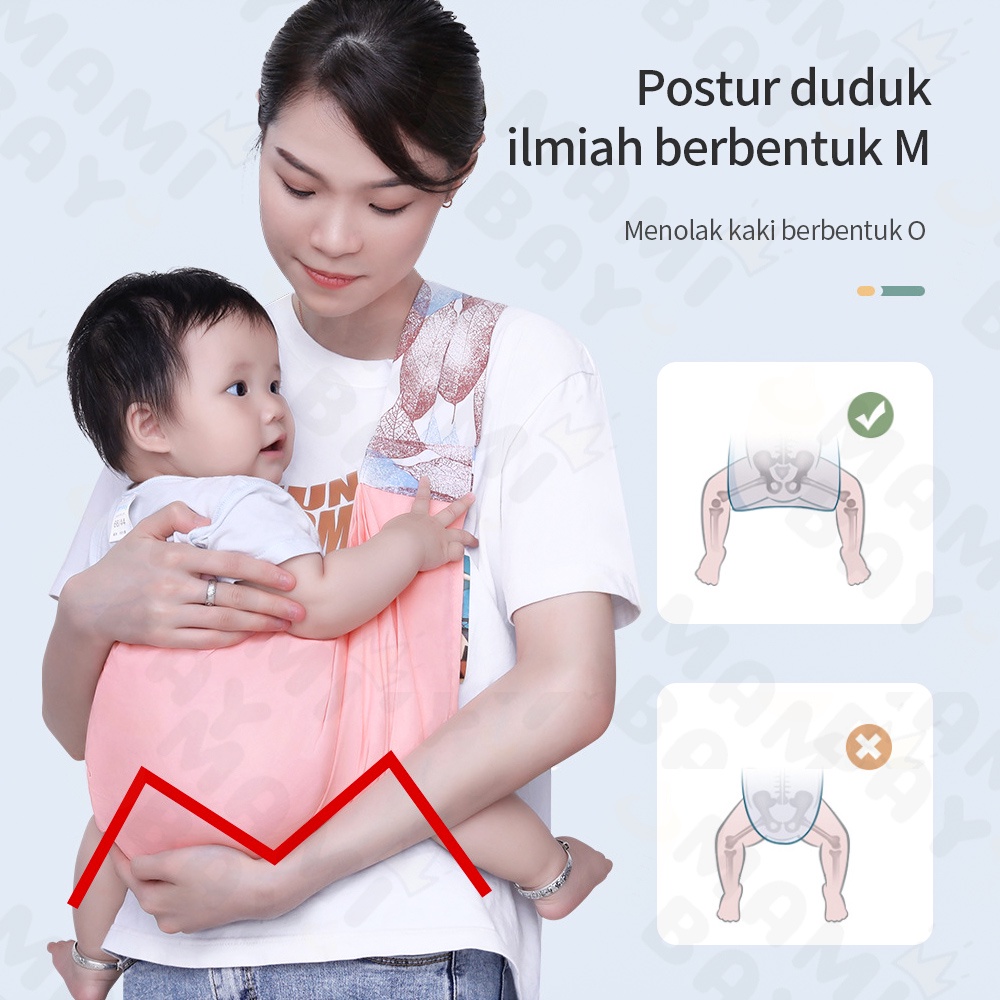 Mamibayi Gendongan bayi untuk 0-2 tahun baby carrier degan tali bahu lebar dan lebih tebal