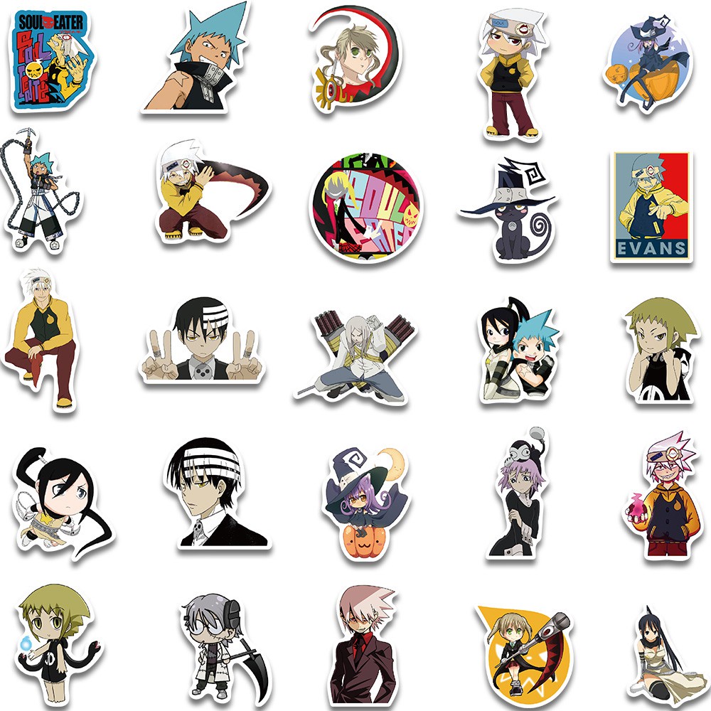 50PCS Anime Soul Eater Stickers For Guitar DIY Luggage Laptop Skateboard Motorcycle Bicycle Decal Stickers