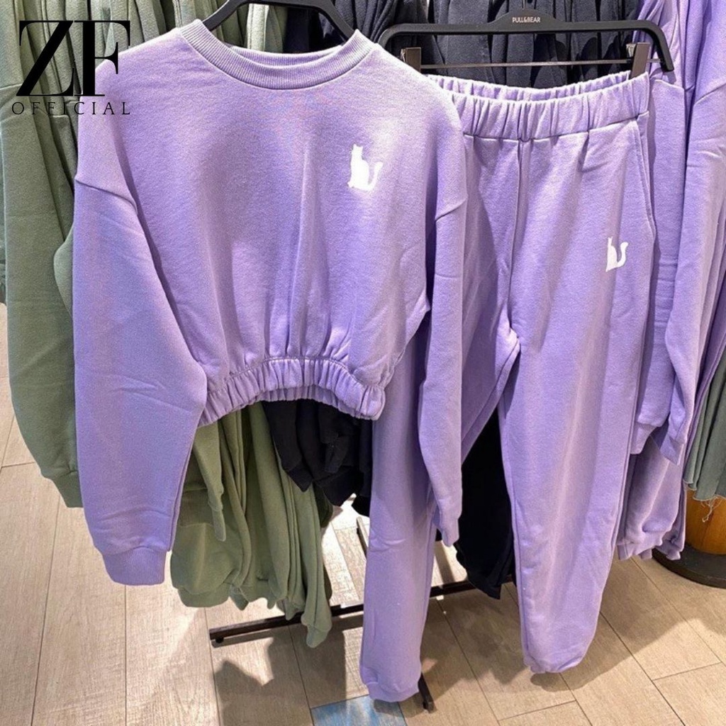 Setelan Croptop olahraga wanita korean style catil set