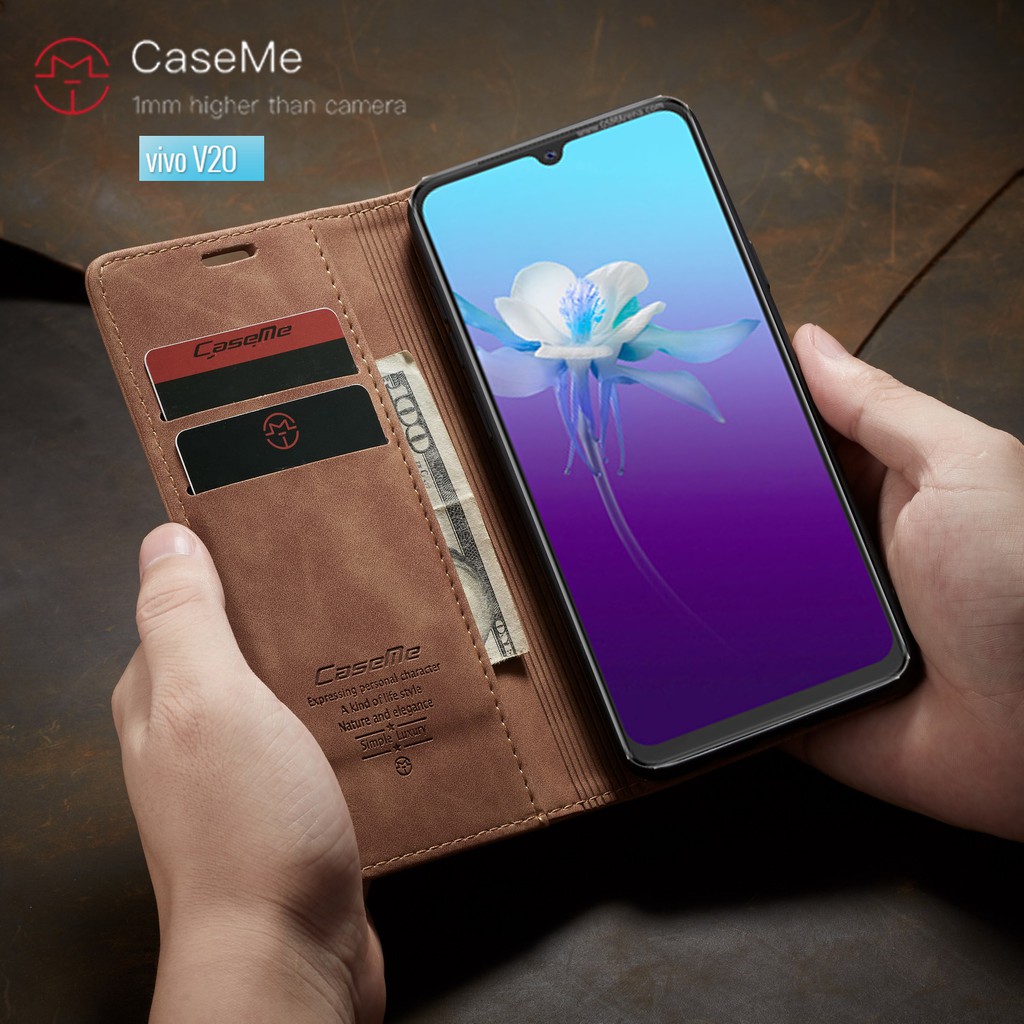 CASING HP VIVO V19 V20 FLIP CASE WALLET CASEME LEATHER ORIGINAL