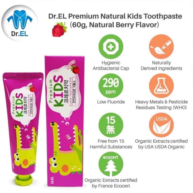 Dr. El Premium Baby &amp; Kids Toothpaste Dr El Toothpaste Pasta gigi korea