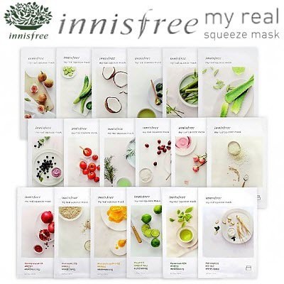 New!! Innisfree Sheet Mask My Real Squeeze Baca Disclaimer Masker Innnisfree Wajah Masker Muka Korea