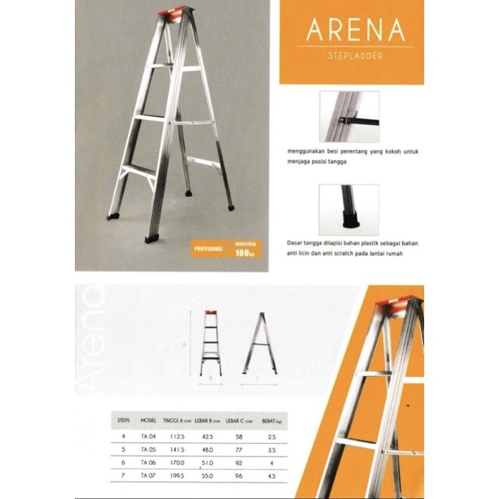 Fortuna Tangga lipat tangga aluminum ladder Arena 1,75 meter TA175 TA 175 TA06 SL TA