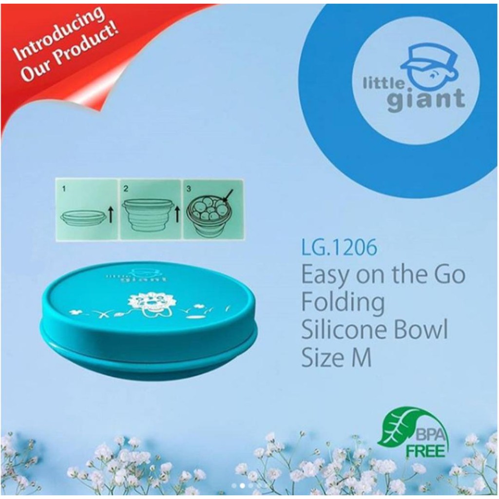 Little Giant LG 1206 Easy On The Go Folding Silicone Bowl Size M Mangkok Makan Bayi