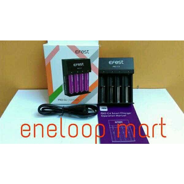 CHARGER Baterai Efest Pro C4 for 18650 26650 14500 (Not AWT Nitecore)