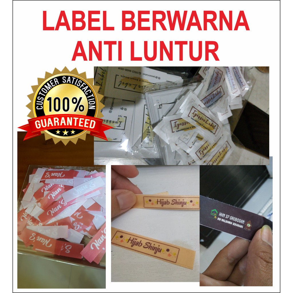 

(Min 50) ANTI LUNTUR Label Hijab Kaos Baju Boneka Handuk Satin FREE HOT CUT