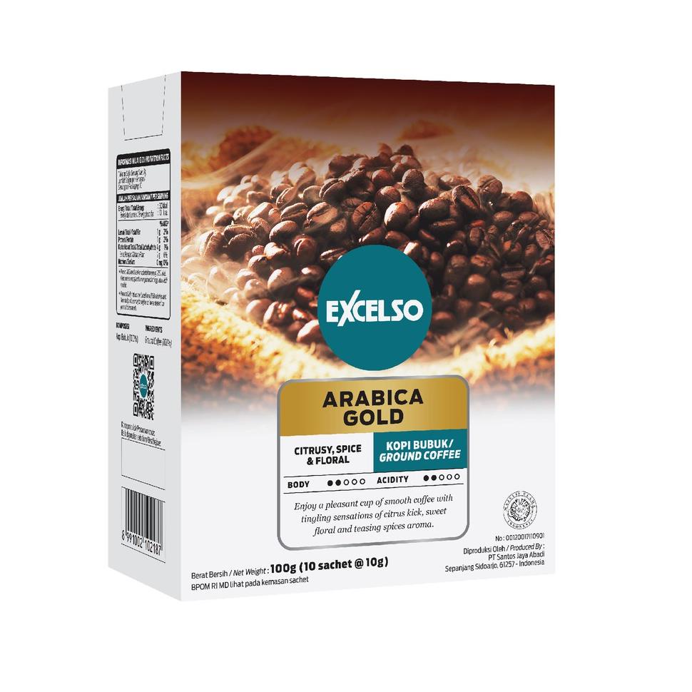 

Terbaru 10.10 Excelso Kopi Single Serving Arabica Gold - Folding Box (10 Sch x 10gr) 