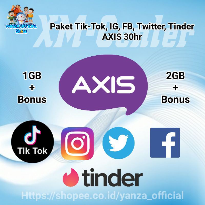 PROMO AXIS Sosmed 30hr (Kuota Tik-Tok, IG, FB, Twitter, Tinder)