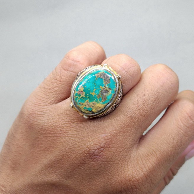 Batu Cincin Akik Pirus Persia Asli Urat Emas original