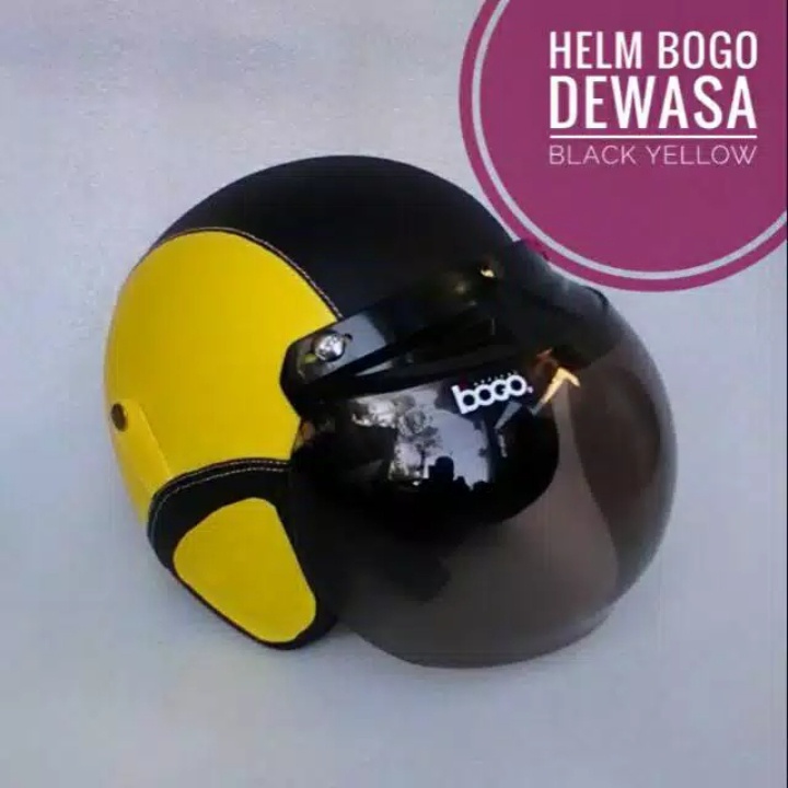 HELM BOGO DEWASA POLOS KULIT FREE PACKING BOX