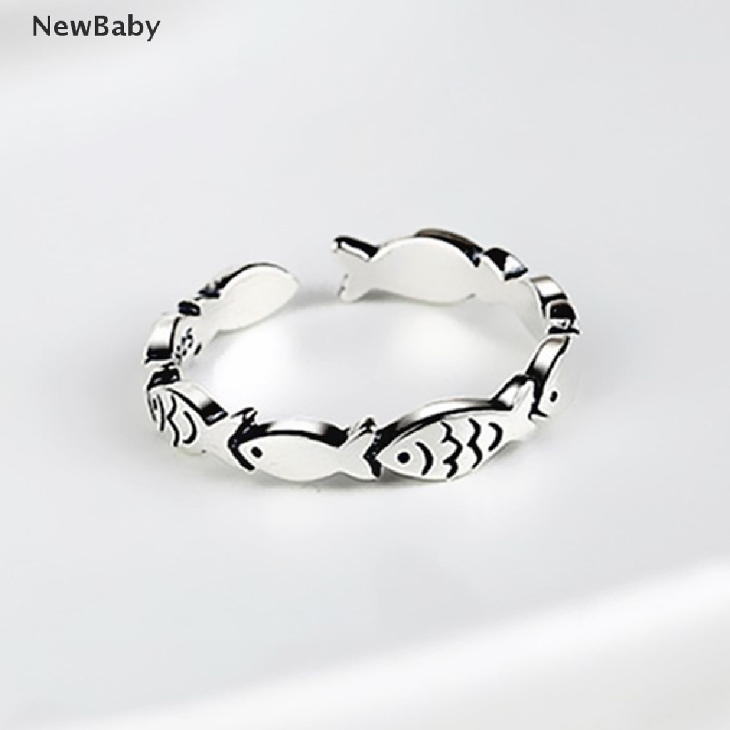 Cincin Model Terbuka Desain Ikan Warna Silver Gaya Vintage Cantik Untuk Pertunangan