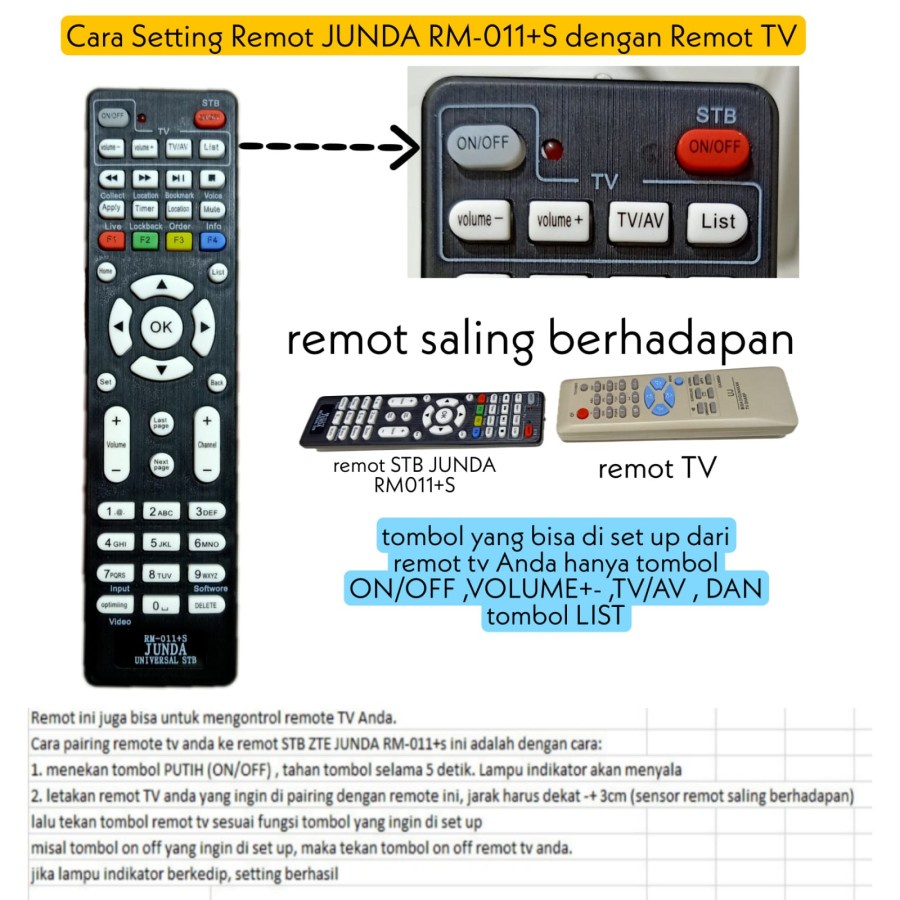 Remote Universal STB ZTE TV Kabel JUNDA RM 011+S