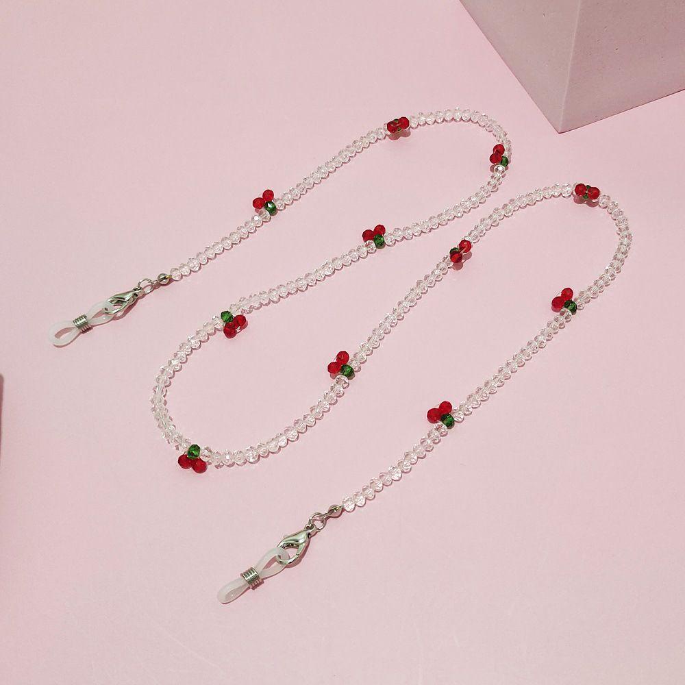 Needway Rantai Kacamata Kristal Tali Leher Masker Wajah Lanyard Kacamata Lanyard Anti-lost Cherry Bead Rantai Manik-Manik Akrilik