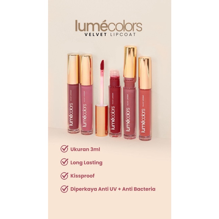 (BISA COD) Lipmatte Tahan Lama Lipstik Lumecolors Sunset Chic Lipcoat Lip Cream Lumecolors Kissproof-6