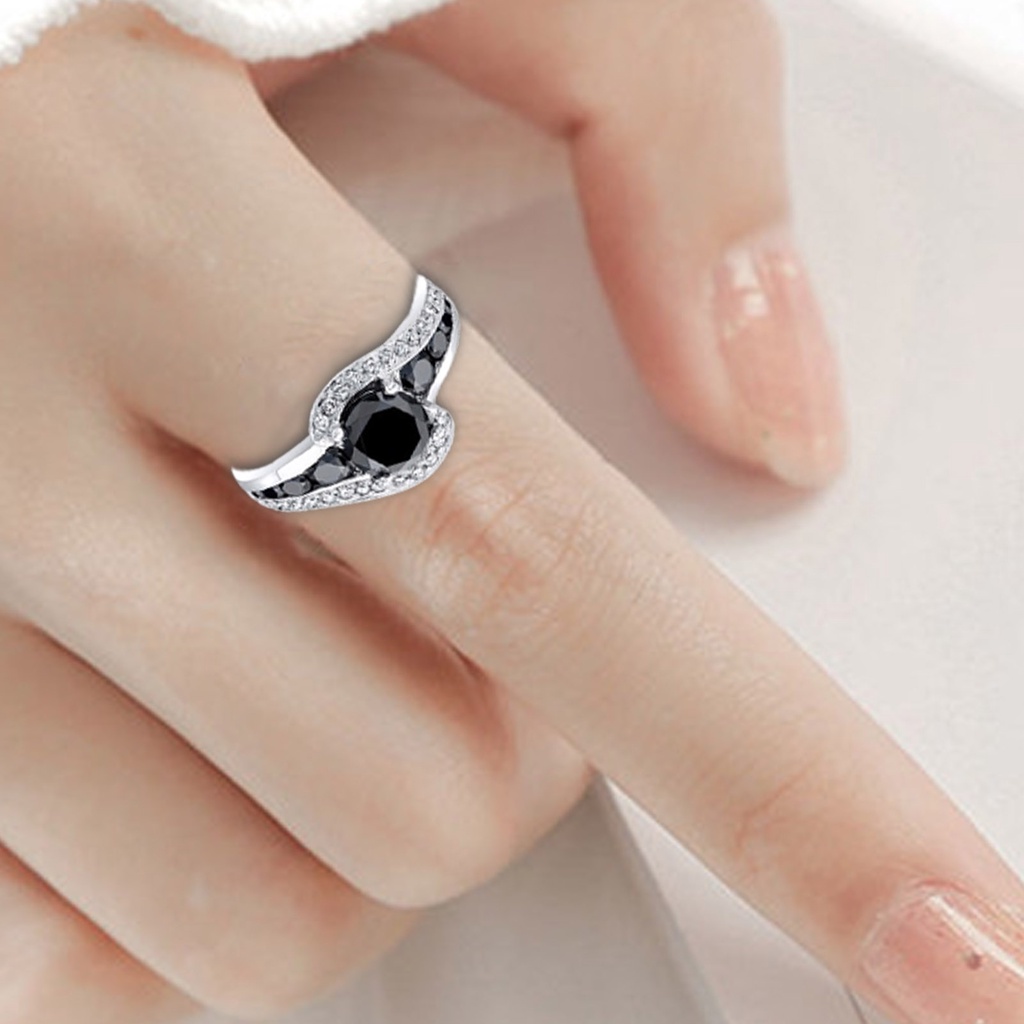 Hu Hu Hu Hu Hu Alat Bantu Pasang Kacamata♡ Cincin Bentuk Geometris Bahan Cubic Zirconia Warna Hitam Untuk Pernikahan