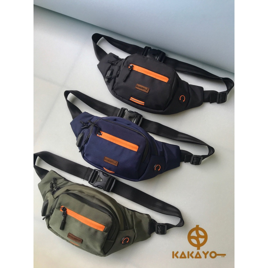 Kakayo/Tas Selempang Pria/Waist Bag Premium/Tas Pria Waterproof dengan bahan cordura bisa simpan dompet,powerbank, pakai resleting waterproff merek YKK. barang sesuai photo (jika tidak real uang di jamin kembali 100%)