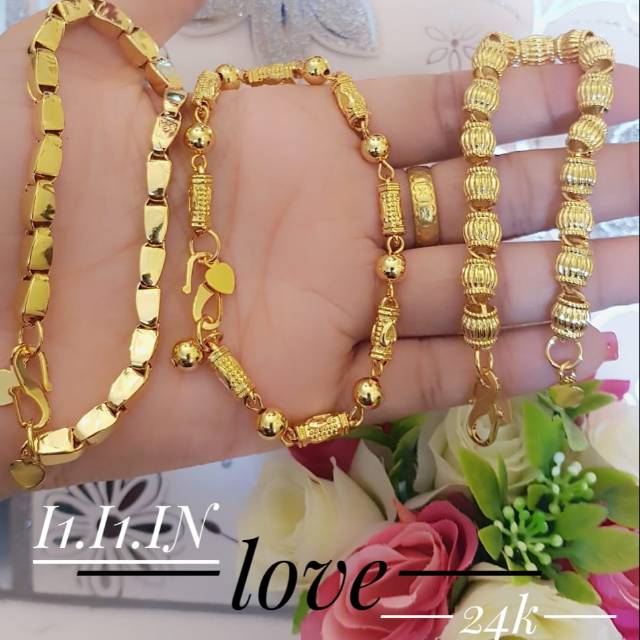 Gelang tangan lapis emas 24k terlaris