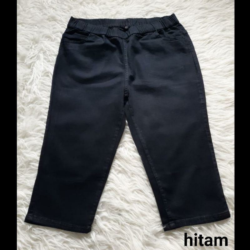 Celana Jeans Wanita 7/8 Legging Pinggang Karet Tebal Jegging