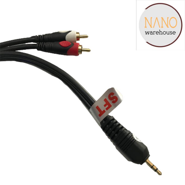 Kabel Audio RCA 2 to AUX Mini Stereo 3,5mm 1,5 Meter / Kabel 2-1 SFT 1,5M Tebal Bagus