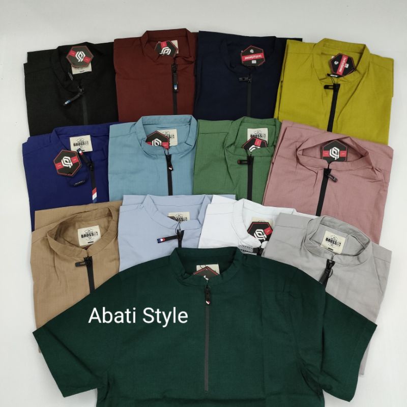 Kemeja Pria Kerah Sanghai Mandarin Original, Kemeja Koko Pria Polos Lengan Pendek, Kemko Pendek  Pri