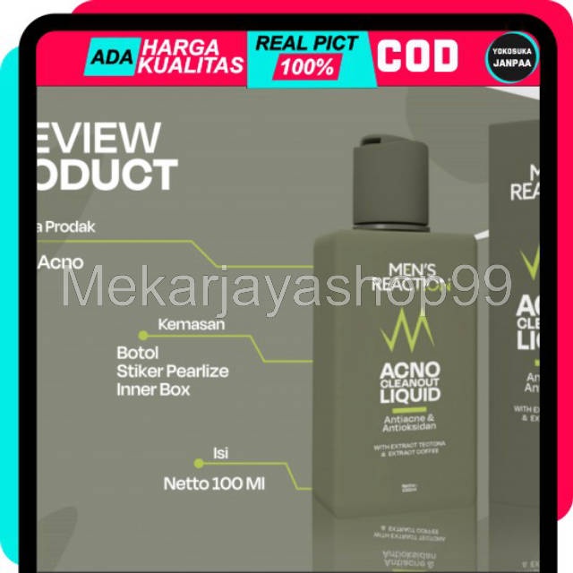 (ORIGINAL BONUS PARFUM) MENS REACTION ACNO CLEAN LIQUID Sabun Cair untuk Perawatan Kulit Pria