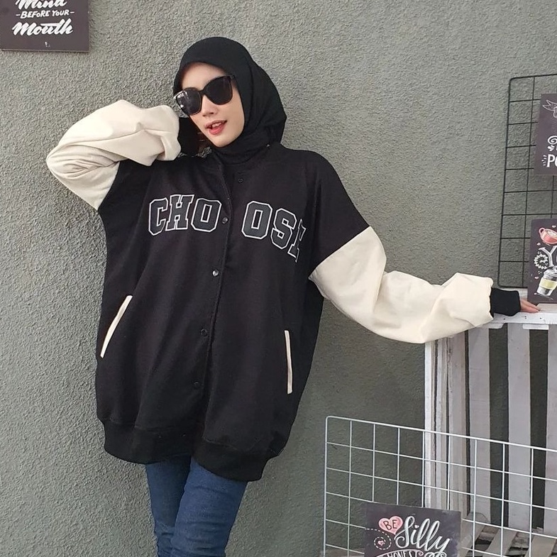 Choose oversize baseball | outer oversize | jacket baseball wanita