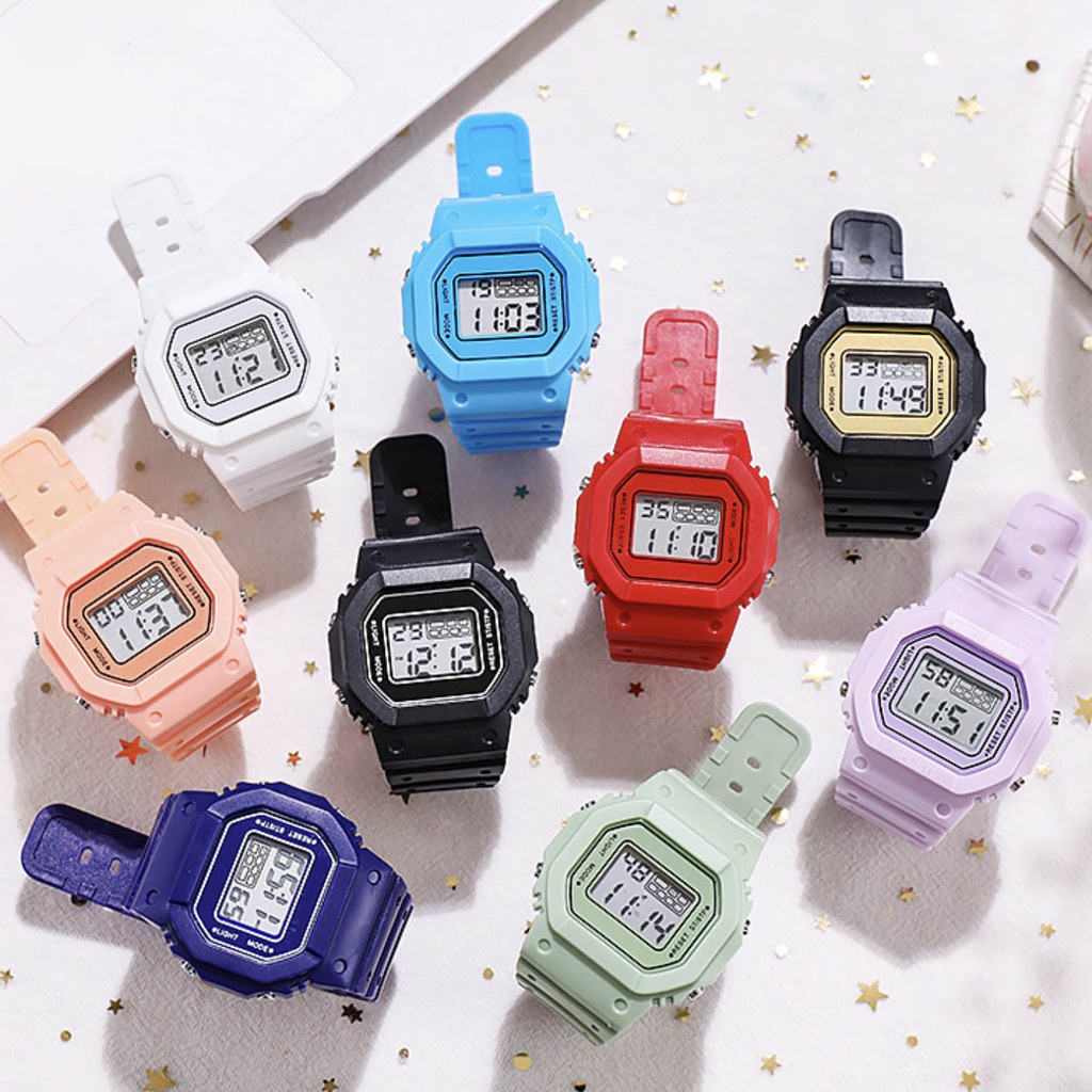 JAM TANGAN RUBBER DIGITAL UNTUK PRIA WANITA PERSEGI BAHAN KARET IMPORT MURAH FW001 (KIM)