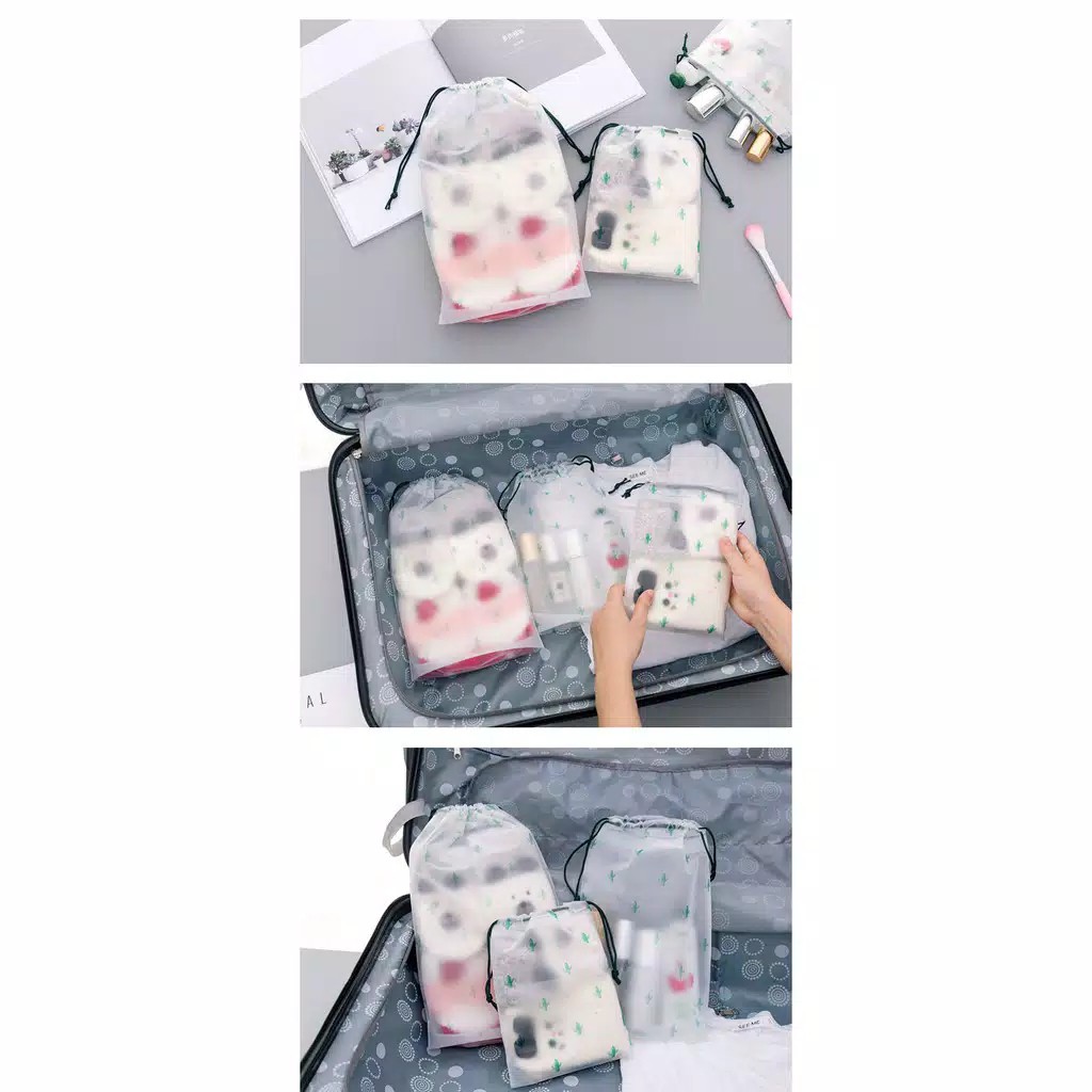 TRAVEL POUCH SERUT ORGANIZER SERBAGUNA TAS MAKEUP KOSMETIK MOTIF TRANSPARAN ANTI AIR COD - AC 55