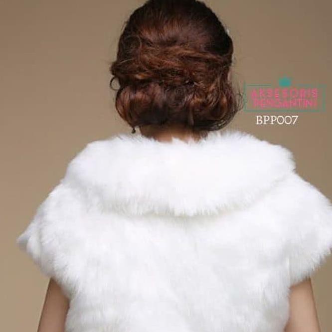 Indah Bolero Bulu Lengan Pendek Pengantin L Cardigan Wedding Wanita -Bbp 007