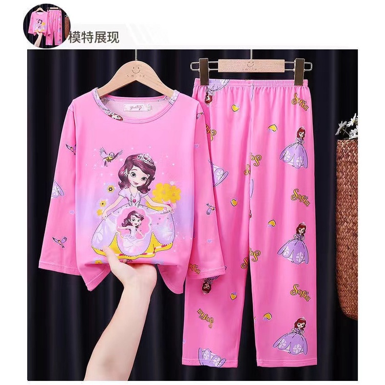 Setelan Anak/Piyama baju tidur Import Celana Panjang Motif Kartun Princess