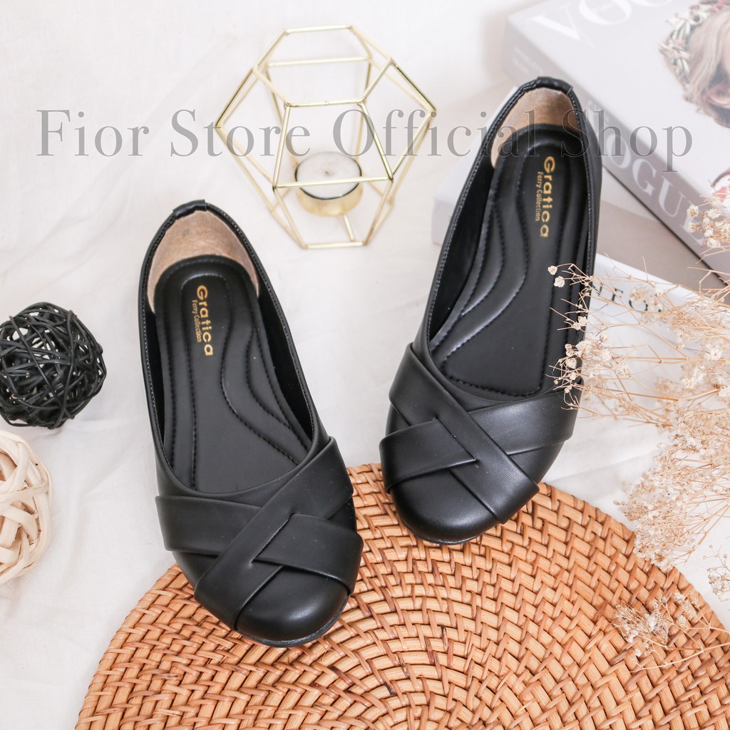 GRATICA Crosswise Leather Round Toe Ballet Flat B07 SB - Fior Store