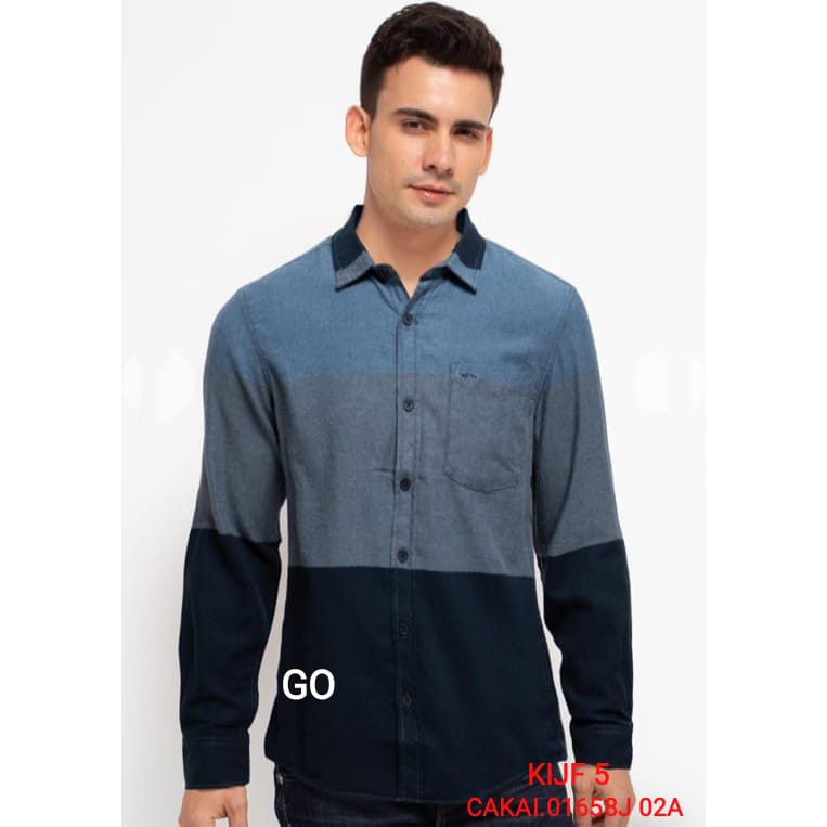 gof KIJF CARDINAL KEMEJA SLIMFIT Pakaian Atasan Pria Hem Casual Santai Motif Original Lengan Panjang