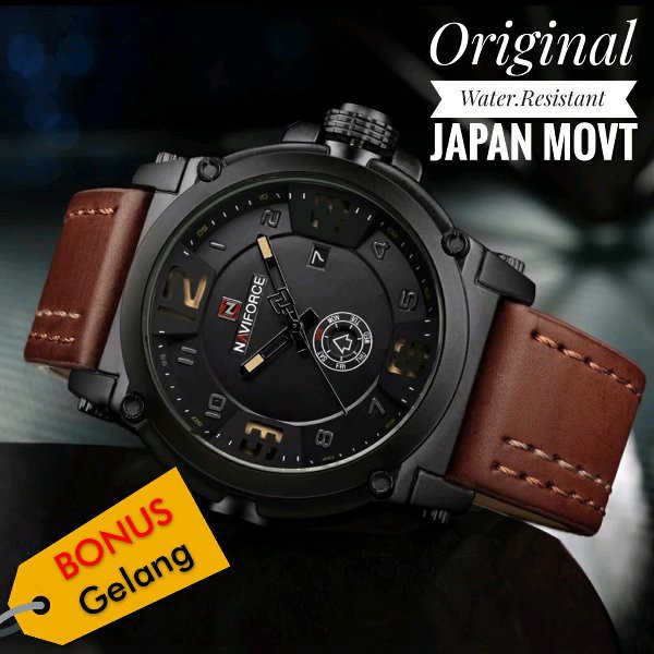 BONUS GELANG Jam Tangan Pria Original Naviforce by hargajam cowok anti air ori water resist proof