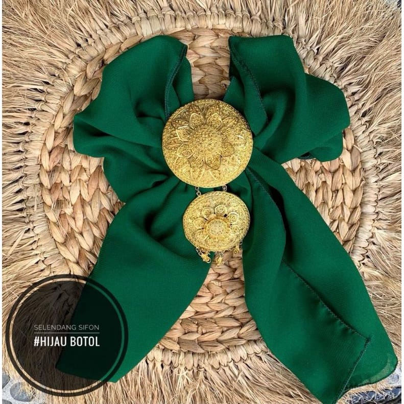 SELENDANG CHIFFON || SELENDANG SIFON BALI WARNA WARNI-Hijau Botol
